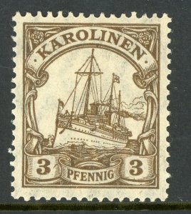 Caroline Islands 1919 Germany 3 pfg Yacht Ship Watermark Scott #21 Mint E458