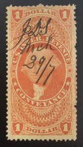 R66c  $1  Conveyance Red, Revenue Used