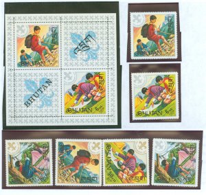 Bhutan #134-139/139A Mint (NH) Single (Complete Set) (Scouts)