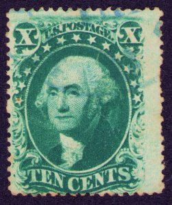 1857  #35 Ty V  10¢ Used Faint Cancel