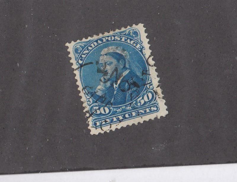 CANADA UNITRADE LOT# 47  VF-USED  50cts  QUEEN VICTORIA DEEP BLUE CAT VALUE $90