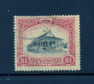 Malaya Kedah 42 used w/multiple crown & script CA watermark & cancel - $1