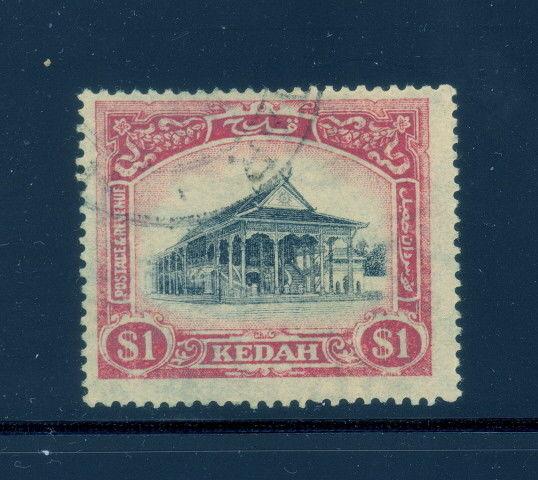 Malaya Kedah 42 used w/multiple crown & script CA watermark & cancel - $1