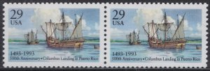 US 2805 Columbus Landing in Puerto Rico 29c horz pair MNH 1993