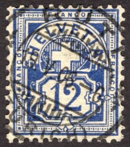 1894, Switzerland 12c, Used, Sc 74