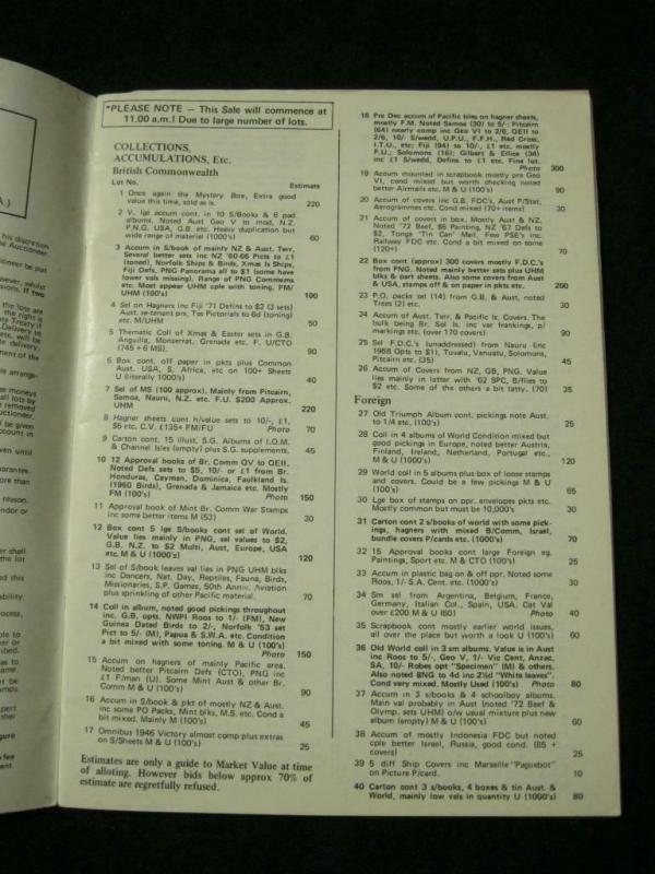 WEST BRISBANE STAMP SALES AUCTION CATALOGUE 1982