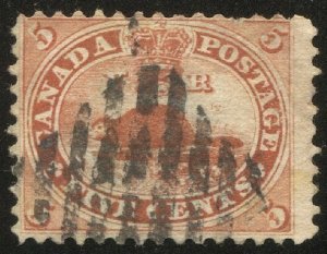 CANADA 1859 Used 5c vermilion Beaver, Sc 15 Used VG, cv $37.50