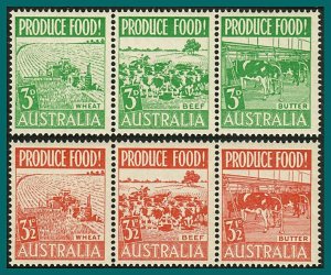 Australia 1953 Produce Food, MNH  #252a,255a,SG255a,SG258a