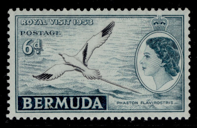 BERMUDA QEII SG151, 6d black & deep turquoise, NH MINT. 