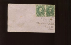 Confederate States 1 Pair on Ladies Cover Tudor Hall VA to Gainesville (Bz 945)