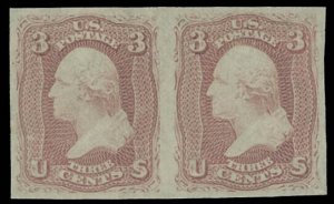 US SCOTT #65P5 Horizontal Pair Imperf Proof On Stamp Paper VF-XF (DFP 7/7/20)