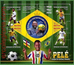 B1265 - Centrafricaine - ERROR MISPERF Stamp Sheet - 2023 - Football, PELE-