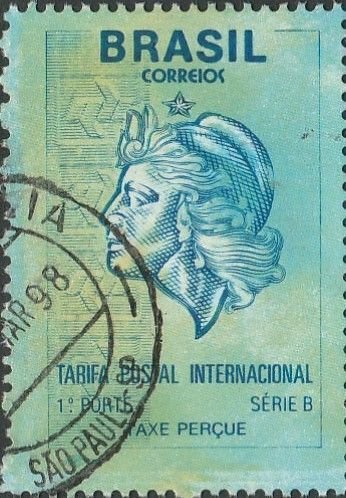 2431 Image of woman - first class international letter rate  Central &  South America - Brazil, General Issue Stamp / HipStamp