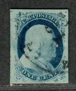 US Sc#9 Used, Pos 5L1 Doporto Cert, Jumbo Superb App, Tiny Crease, Cv. $115+