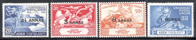 Aden Kathiri State of Seiyun - 1949 75th Anniversary of UPU Set MNH** SG 16-19