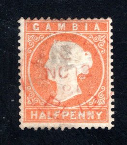 Gambia  SC# 5  F/VF, Used, 1/2p Queen Victoria, CV $27.50  ....  2280005
