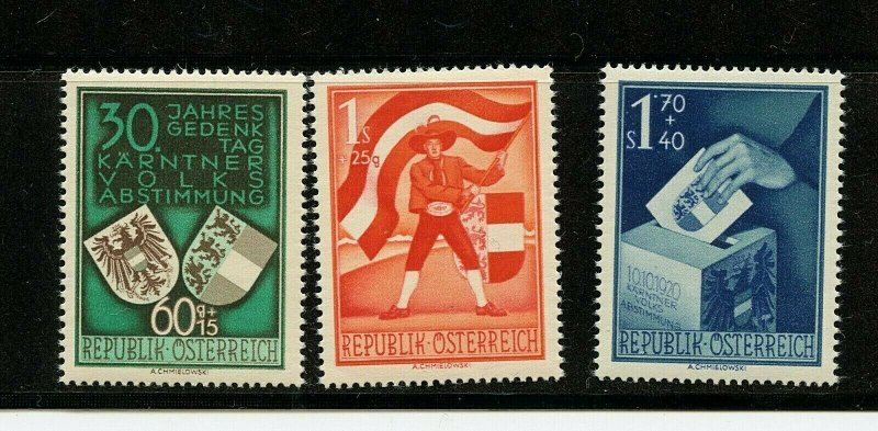 Austria #B269-B271 (AU932) comp 1950 Plebiscite in Carninthia, M,LH, CV$120.00