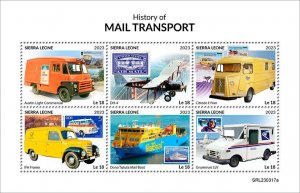 SIERRA LEONE - 2023 - Postal Transport - Perf 6v Sheet - Mint Never Hinged