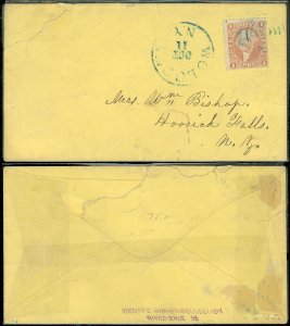 Oct 11, 1860's Walcott NY, SCOTT #R1 REVENUE ILLEGAL Use on Cover, Ex-Gibson (SK