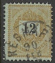 HUNGARY 1888 Sc 28i, 12k, used  VF KESMARK (Slovakia) postmark/cancel