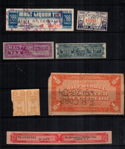US  7 used Liquor revenue tax stamps