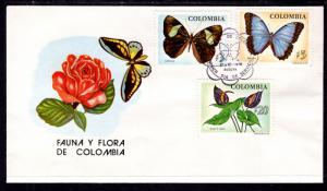 Colombia 842-844 Butterflies U/A FDC