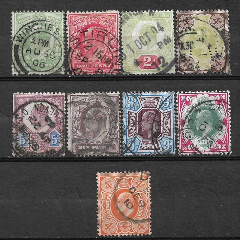 COLLECTION LOT #663 GREAT BRITAIN 9 STAMPS 1902+ CV+$ 231