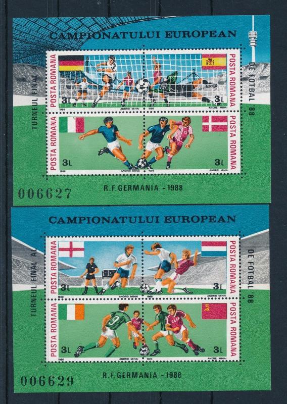 [46567] Romania 1988 Football Soccer European Championship 2 Sheets MNH
