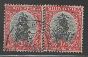 South Africa Scott 34 Used stamp pair perf separations