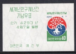 Korea 1960 WRY Refugee Souvenir Sheet Imperf MNH #304a CV$70