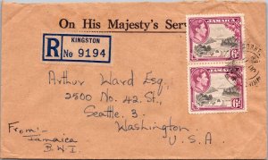 Jamaica 1948 - OHMS - Registered Mail - Kingston - F69064