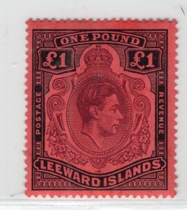 KGVI LEEWARD ISLANDS GEORGE VI SCARCE HIGH VALUE £1 1938 SG 114a PERFECT MH