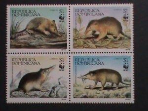 DOMINICAN-1994 SC#1158-WWF-WORLD WILDLIFE FUND-ENDENGER ANIMALS -MNH BLOCK- VF