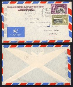 Trinidad and Tobago 1955 Commercial Airmail cover to Glasgow