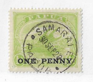 Papua Sc #74 1p on 1/2 used with CDS VF