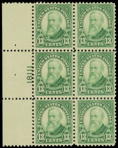 622, Mint NH 13¢ Plate Block of Six Stamps CV $300.00 - Stuart Katz