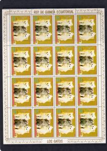 Equatorial Guinea 1976 Mi#1016/1022 CATS 7 Mini-Sheetlets Perforated Unfolded