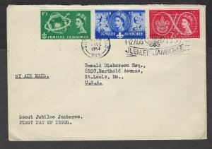 1957 GB Scouts Sutton Coldfield slogan World Jubilee Jamboree FDC