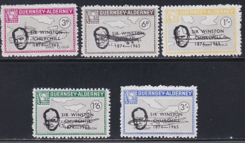 Guernsey -Alderney, Local Issues, Sir Winston Churchill Overprints, NH