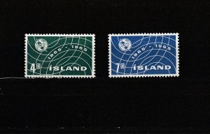 Iceland  Scott#  370-371  MNH  (1965 ITU Centenary)