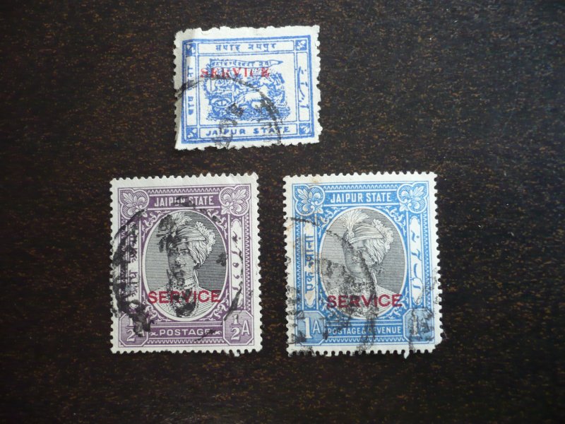 Stamps - Jaipur - Scott# O9. O13, O24  - Used Partial Set of 3 Stamps