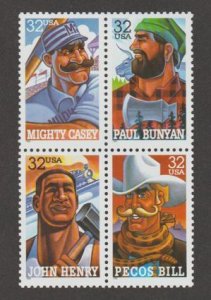 U.S. Scott #3083-3086 Folk Heroes Stamp - Mint NH Block of 4