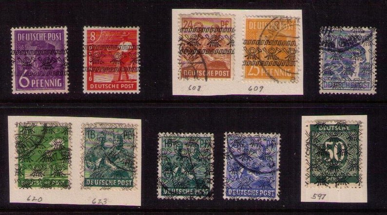 Germany 1948 Various WW2 Sc 597 American & British Zone Occupied Germany..F-VF