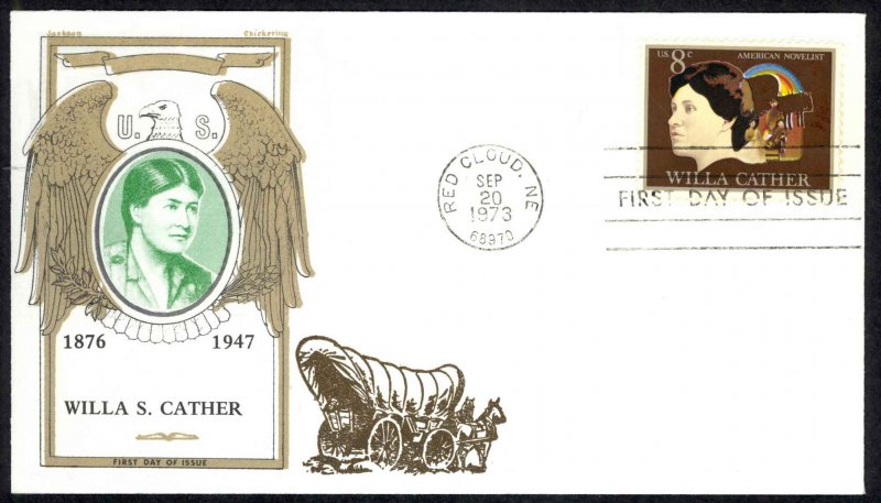 USA Sc# 1487 (Jackson cachet) FDC (h) (Red Cloud, NE) 1973 9.20 Willa Carter