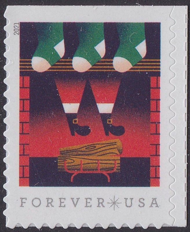 US 5645 A Visit from St Nick Fireplace forever single (1 stamp) MNH 2021