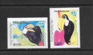 BIRDS - PARAGUAY #2614-15  TOUCAN  MNH