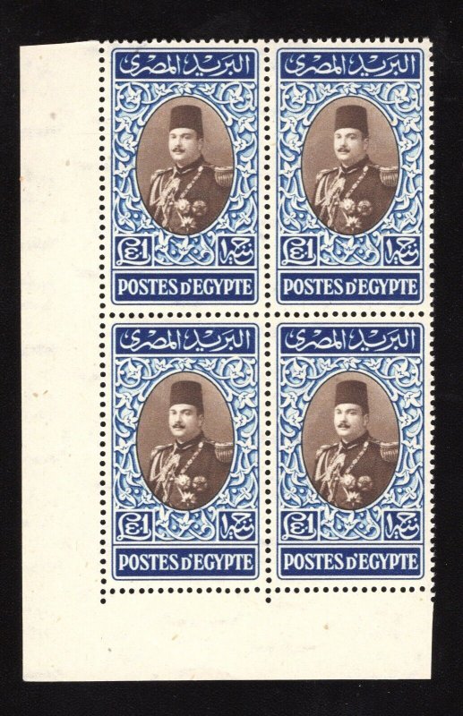 MOMEN: EGYPT SC #269D 1950 CORNER BLOCK MINT OG NH LOTT #65777