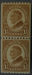 United States #605 1 1/2 Cent Harding Coil Pair MNH