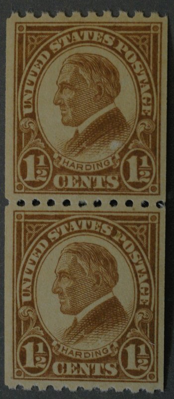 United States #605 1 1/2 Cent Harding Coil Pair MNH