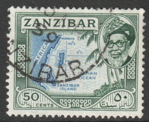 Zanzibar Scott 257 - SG366, 1957 Sultan 50c used